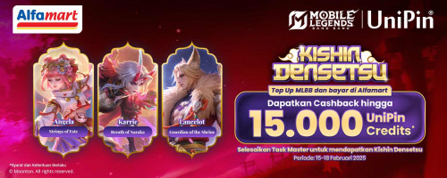 Bonus seru! Top Up MLBB dan bayar di Alfamart, Dapatkan Bonus hingga 15.000 UniPin Credits!